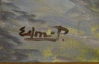 Undeutlich signiert: Flusslandschaft