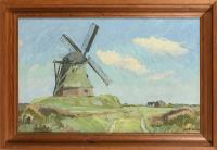 Hedelaian, Carl Peter: Norddeutsche Landschaft mit Windmühle