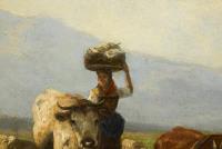 Farmer's wife with cattle