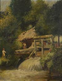 Unsigniert: Wasserfall an der Sägemühle