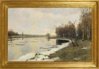 Russischer Maler: Weite Flusslandschaft