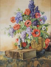 Großformatiges Stillleben mit Blumenbukett