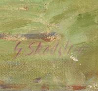 Undeutlich signiert: Hirtin mit Rindern