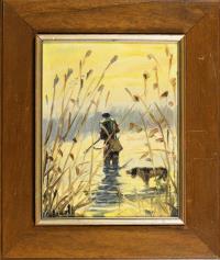 Undeutlich signiert: Entenjagd