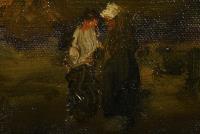 Kampf, Eugen: Abendliche Dorflandschaft mit Staffage