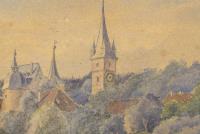 Kleines Aquarell mit Schloss