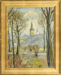 1915 Gross, Einar: Flusslandschaft mit Kirche