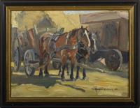 Kayser-Eichberg, Carl: Pferdegespann im Sonnenschein