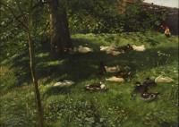 Monogrammist "HM": Enten im Sonnenschein