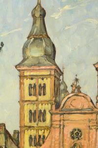 Beckert, Fritz (1877 Leipzig - 1962 Dresden) Blick auf die Westfassade der Abteikirche Amorbach
