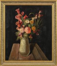 Undeutlich signiert: Blumenstillleben