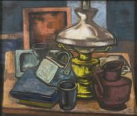 Nachlass Leonhardt; Stilleben mit Petroleumlampe