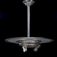 Deckenlampe Art Déco - rund, Nickel, Michglasscheibe