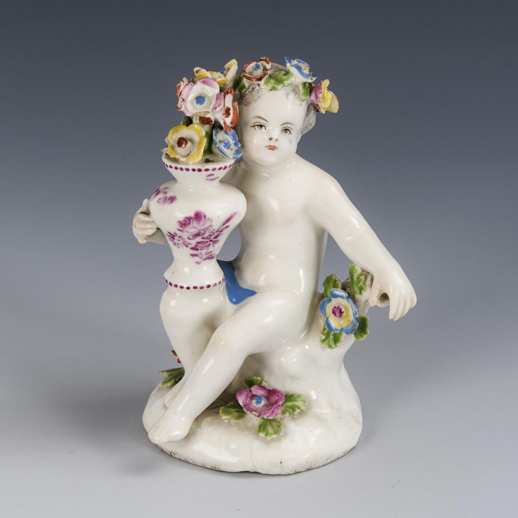 18th C Limbach Porcelain Woman Figurine Spring Allegory, Hand